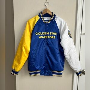 Golden State Warriors NBA Starter Tricolor Remix Varsity Satin Jacket Kids XL